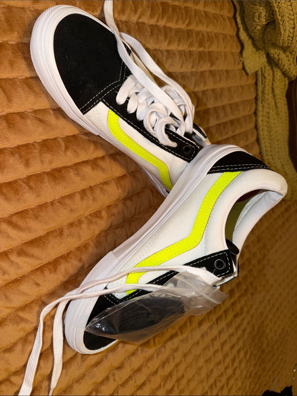 Vans Black & Neon Yellow Low-Top Sneakers